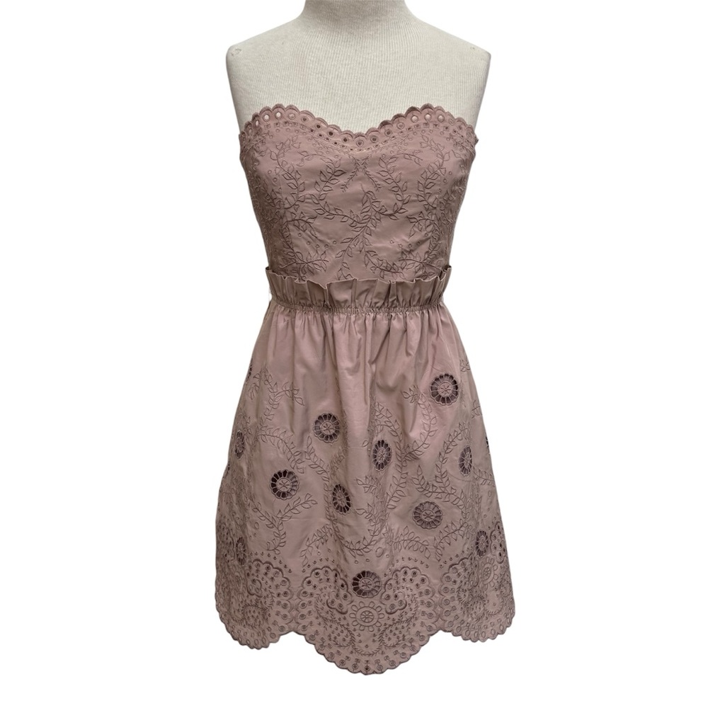 BCBG Maxazria Eyelet Embroidered Strapless Dress‎ Women Size 8 Party Prom Hoco